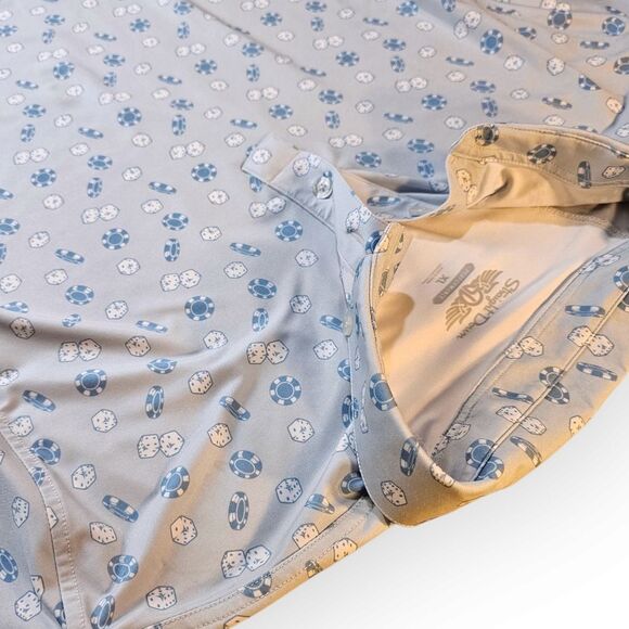 Straight Down Let It Ride Light Blue Dice Casino Golf Polo XLarge - Picture 3 of 8